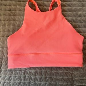 Lululemon energy longline bra ribbed warm coral worn once size 8